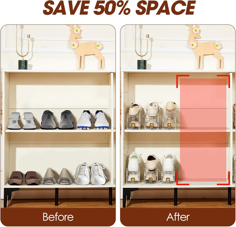 30 Pack Shoe Slots Organizer for Closet, Adjustable Shoe Stackers for a Pair ...