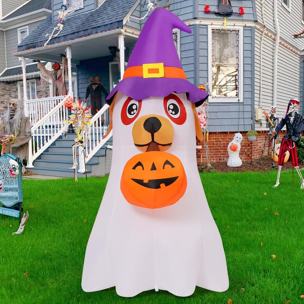 GOOSH 6.2 FT Halloween Inflatables Dog Outdoor Decorations Blow Up Yard Cute ...