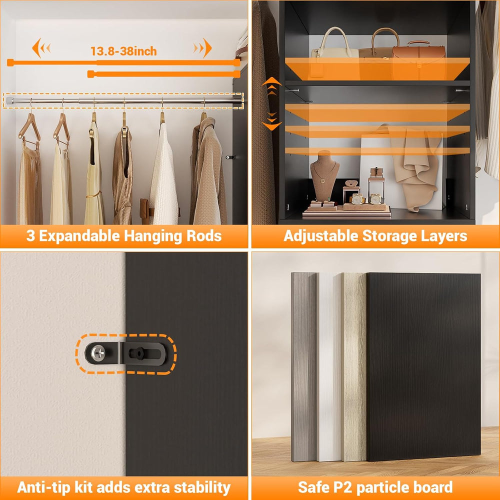 96 Inches Closet Organizer System, 8FT Customizable Walk In Closet Organizer ...