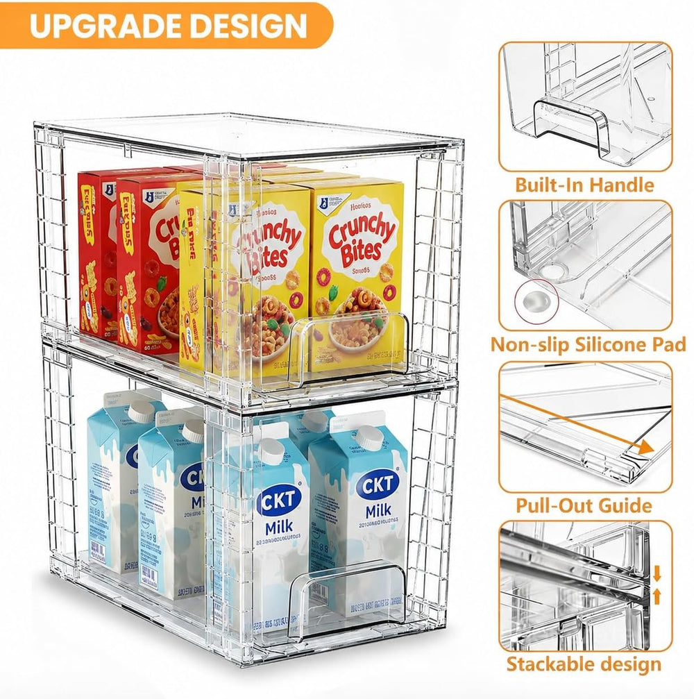 4 Pack Stackable Acrylic Storage Drawers – Clear Plastic Organizer Bins, Easy...