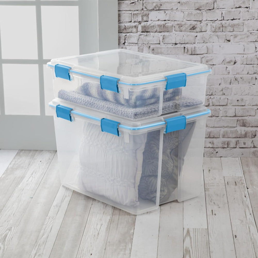 Sterilite Gasket Storage Box with Lids for Home & Office, 80 Quart, 4-Pack