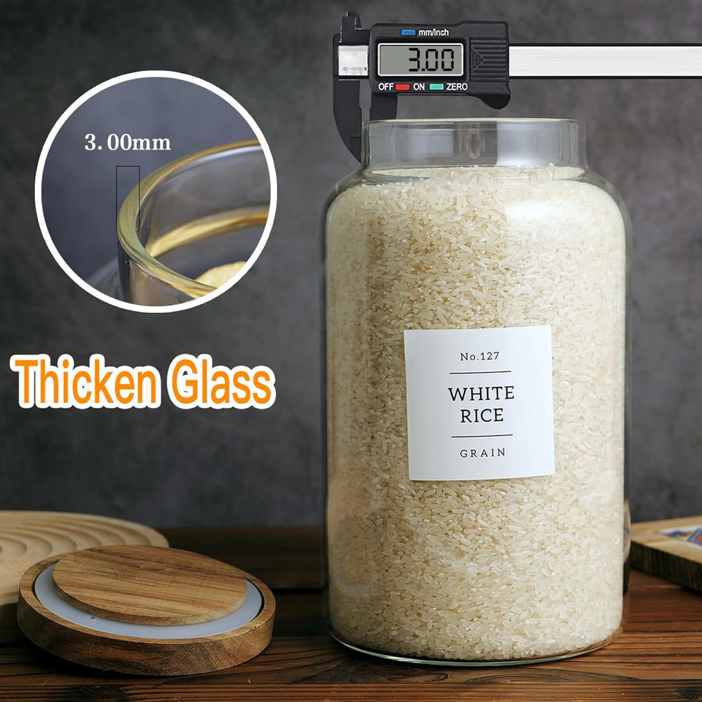 CZHQSMZ Set of 2 Large Glass Jar with Airtight Acacia Lid and 132 Kitchen Pan...