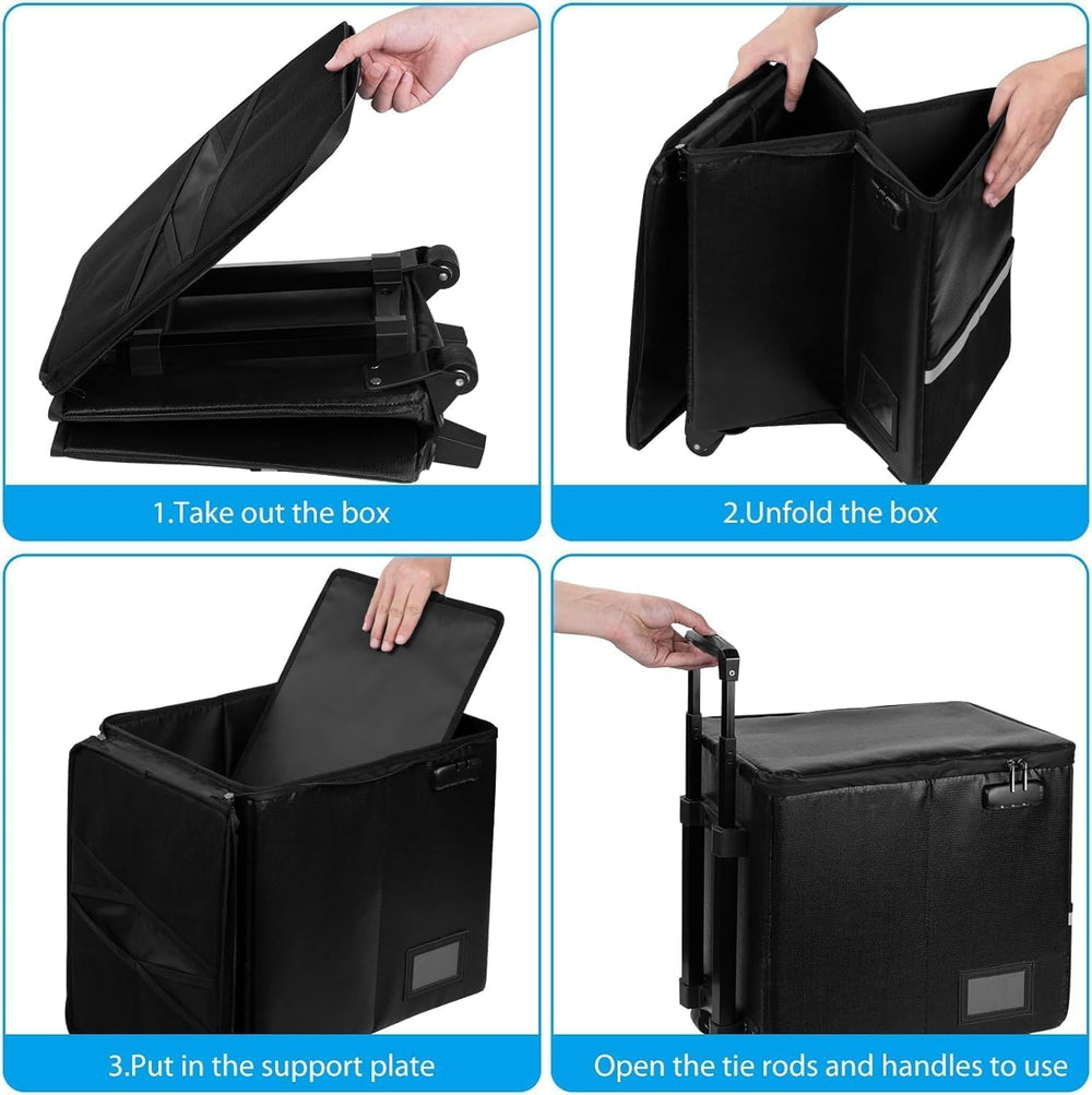 Fireproof Rolling File Box with Wheels for Letter & Legal Size Files