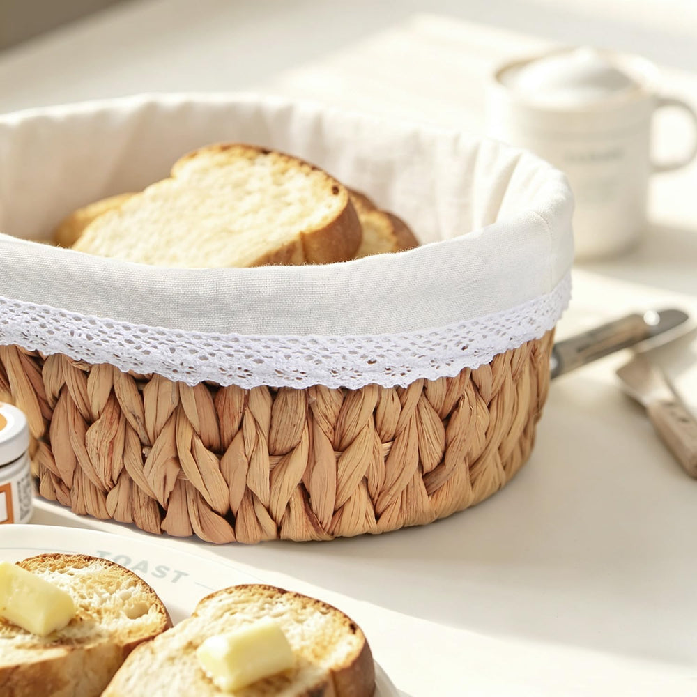 Bread Warmer Basket with Stone - Large Bread Baskets for Serving/House Warmin...