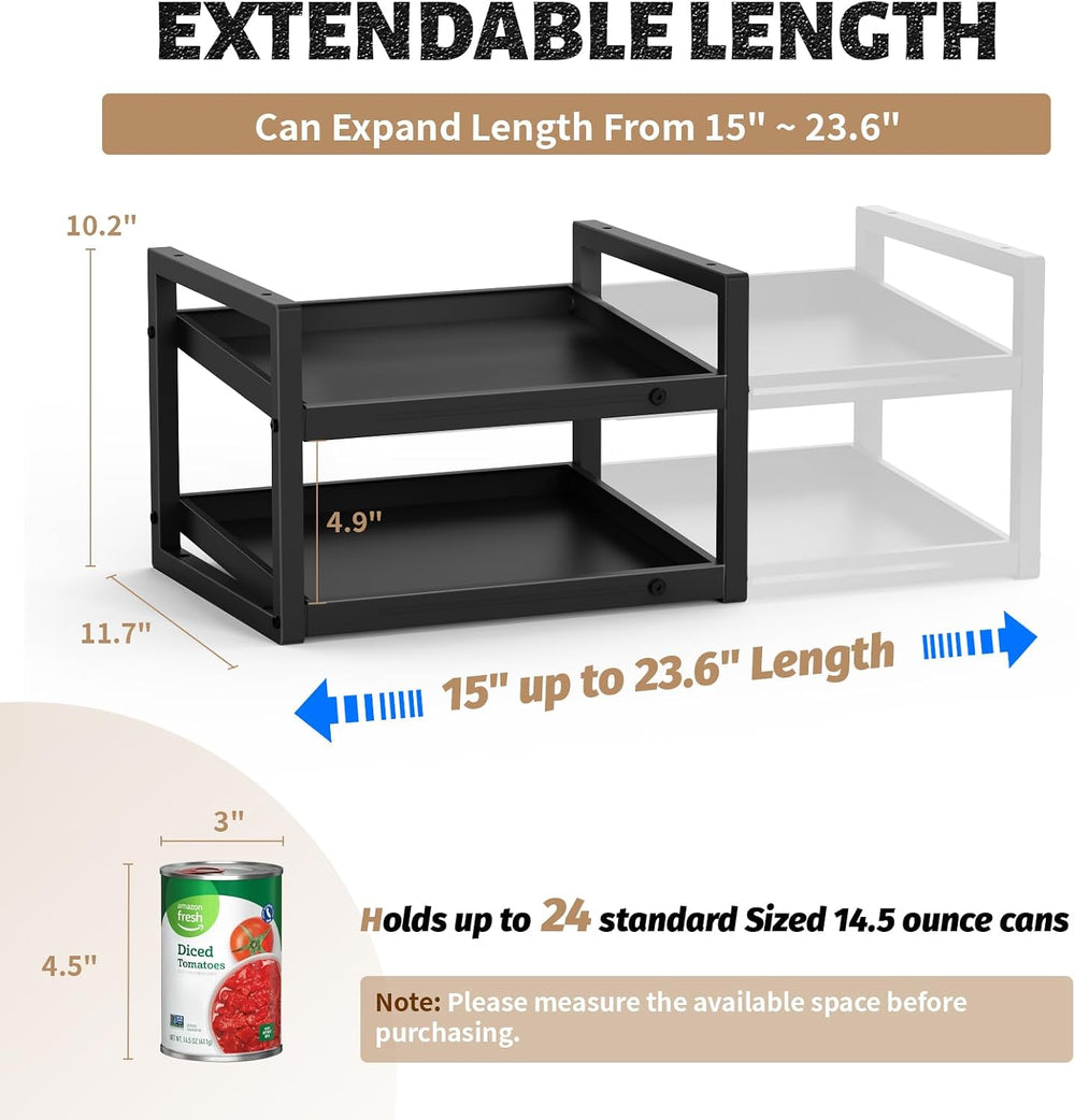 2-Tier Can Organizer for Pantry, Expandable Length Can Rack for Kitchen Shelf...