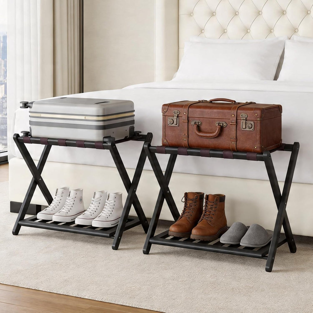 Full Assembled 26.77"L Luggage Rack for Guest Room, Set of 2, Black