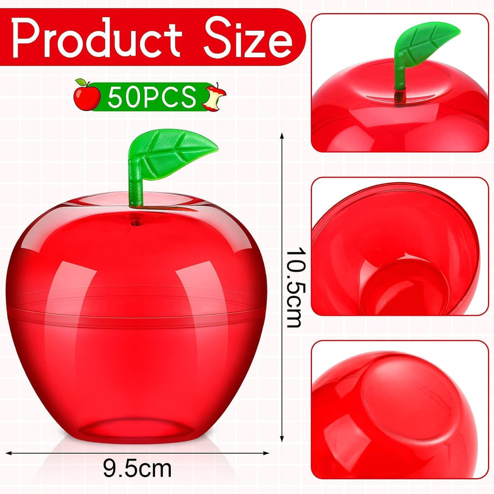 Tanlade 50 Pcs Back to School Gift for Teacher Plastic Apple Container Bulk