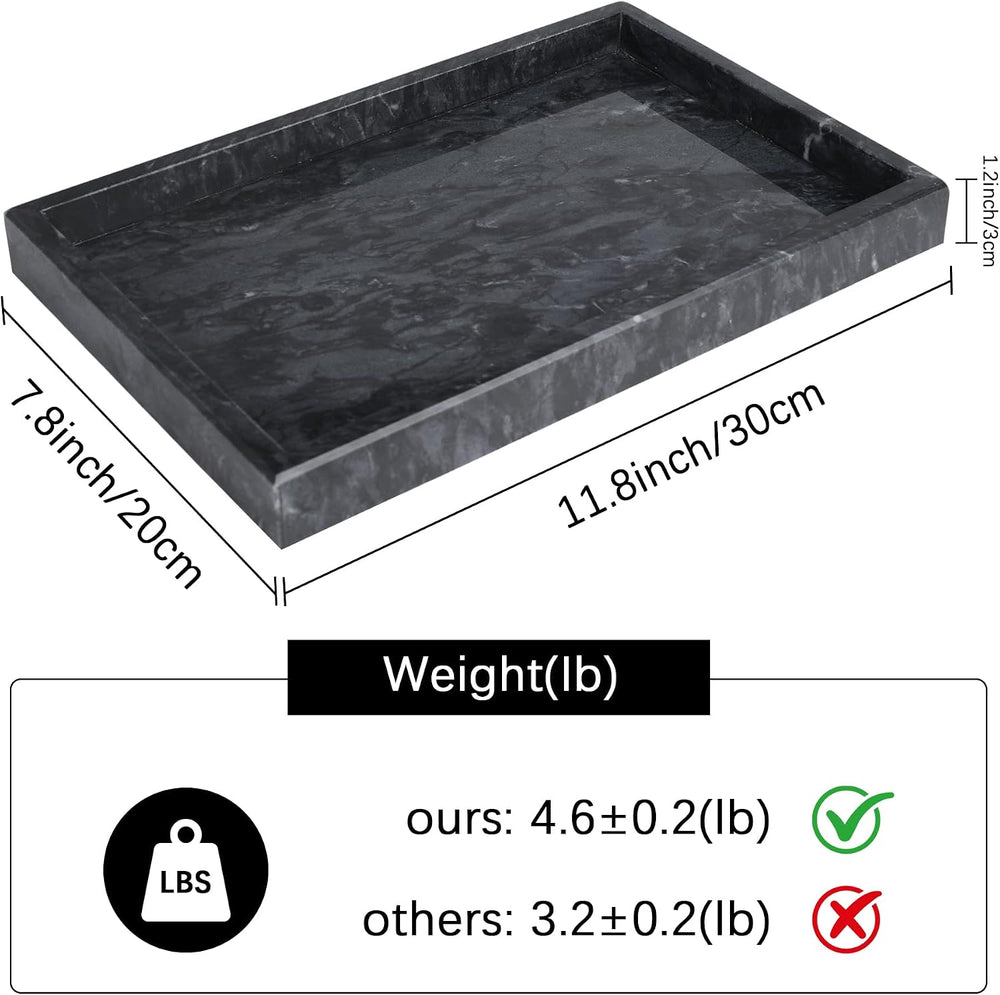 Natural Marble Tray for Bathroom, Vanity, Kitchen and Desktop,Luxury Stone De...