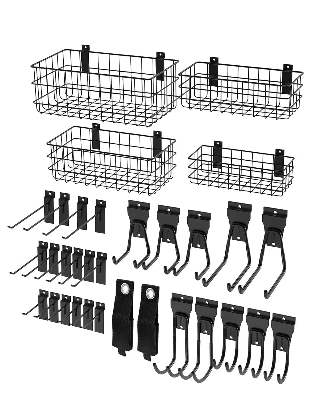 AZUNO 32Pcs Slatwall Accessories Set with 4 Slatwall Baskets & 26 Multi-S...