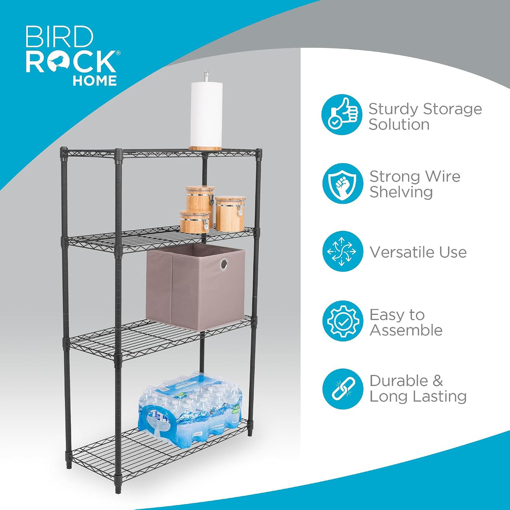 Internet's Best 4-Tier Wire Shelving | Flat Black | Heavy Duty Shelf | Wi...