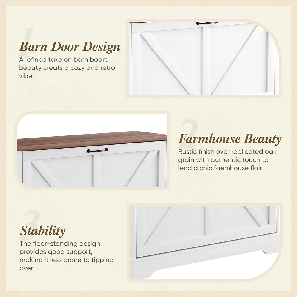 Semiocthome Farmhouse Shoe Storage Cabinet with 2 Flip Drawers, 31.5"(W)...