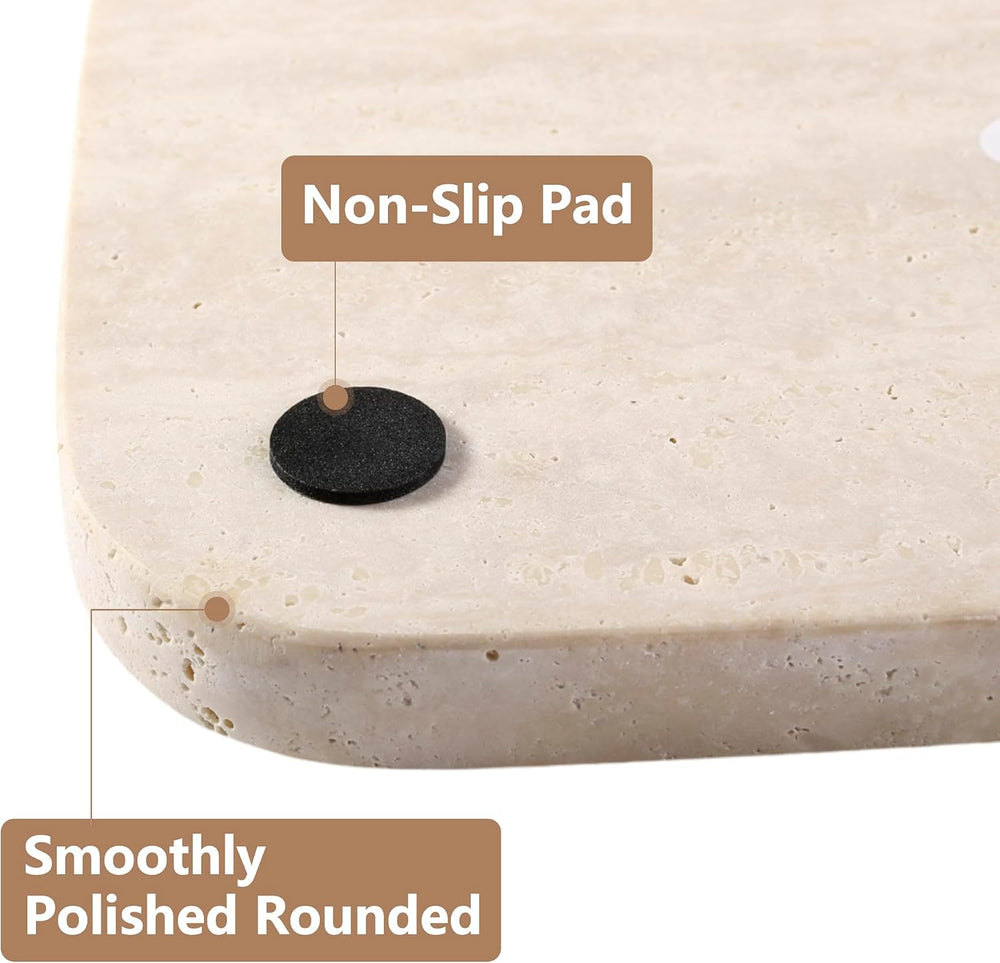 Marble Vanity Tray, 11.8" Travertine Bathroom Tray Countertop, Beige Sto...