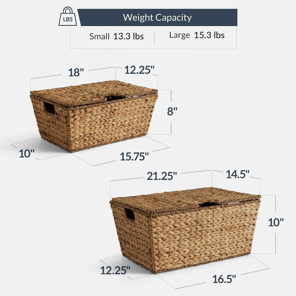 Best Choice Products Set of 2 X-Large & Medium Woven Storage Baskets W/Li...