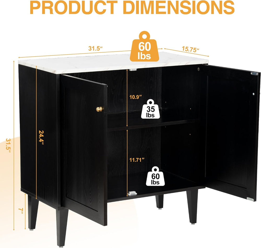 Storage Cabinets Set of 2 Credenza Buffets Adjustable Shelf WoodenTable Conso...
