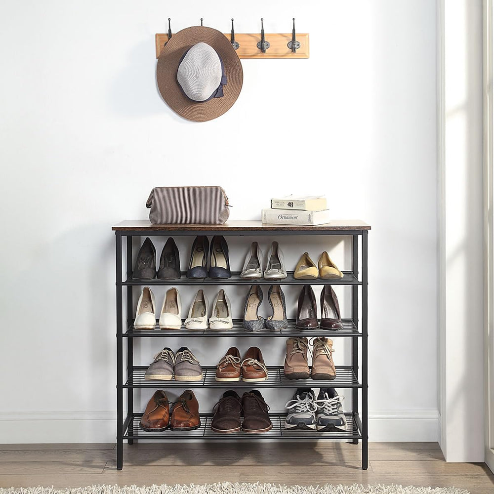 5-Tier Shoe Rack Organizer, Metal Mesh Shoe Storage Shelf, for Entryway, Hall...