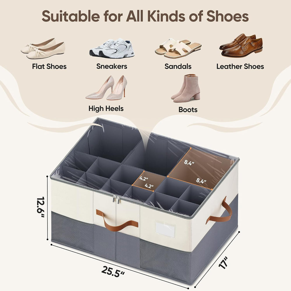 Shoe Organizer for Closet, Adjustable Storage Box Holds 24 Pairs