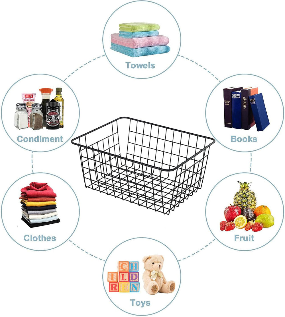 JUNCHU CHERRY 【Extra Large】Wire Kitchen Storage Basket 4 Packs,Perfect Pantry...