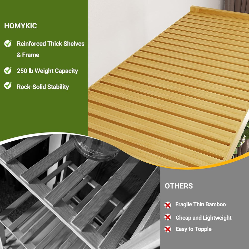 Homykic Bamboo Clothing Rack with Shelves, 33.5” Wide Clothes Rack, 78.8” H