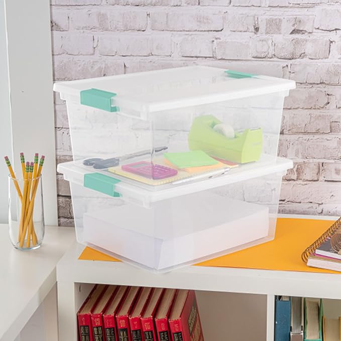 Sterilite 12-Pack Clip Box, Stackable Clear Plastic Bins