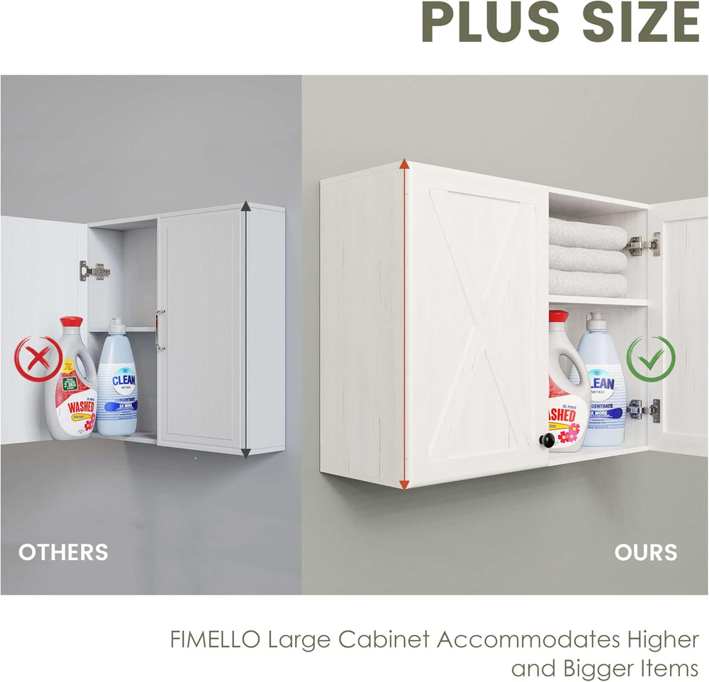 FIMELLO 60’’ Laundry Room Cabinets, Laundry Wall Cabinet Storage, Barn Door K...