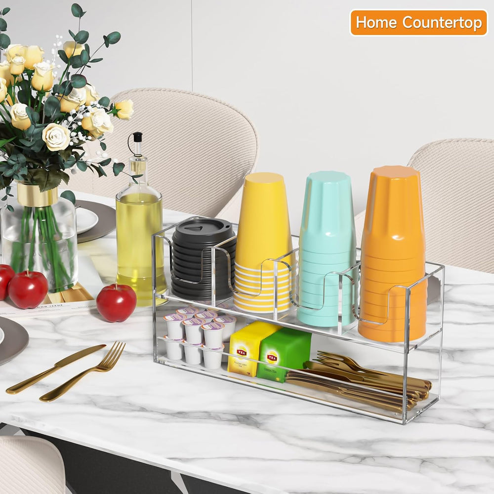 Beego 5-Compartment Cup Holder for Countertop - 2-Tier Clear Acrylic Cup Disp...