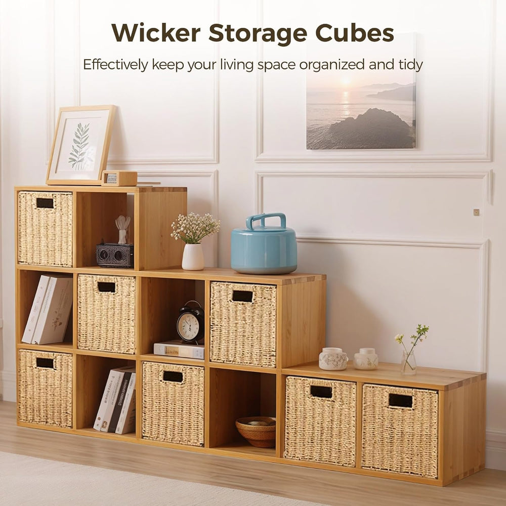 OMISTAR 6 Pcs 8.7 Inch Wicker Storage Cubes Bins - Woven Paper Rope Storage B...