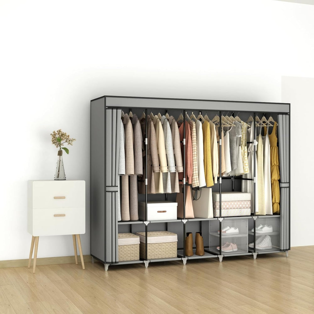 MOGELAFOO 83 Inch Wide Portable Closet Wardrobe, Clothes Storage Rack Organiz...