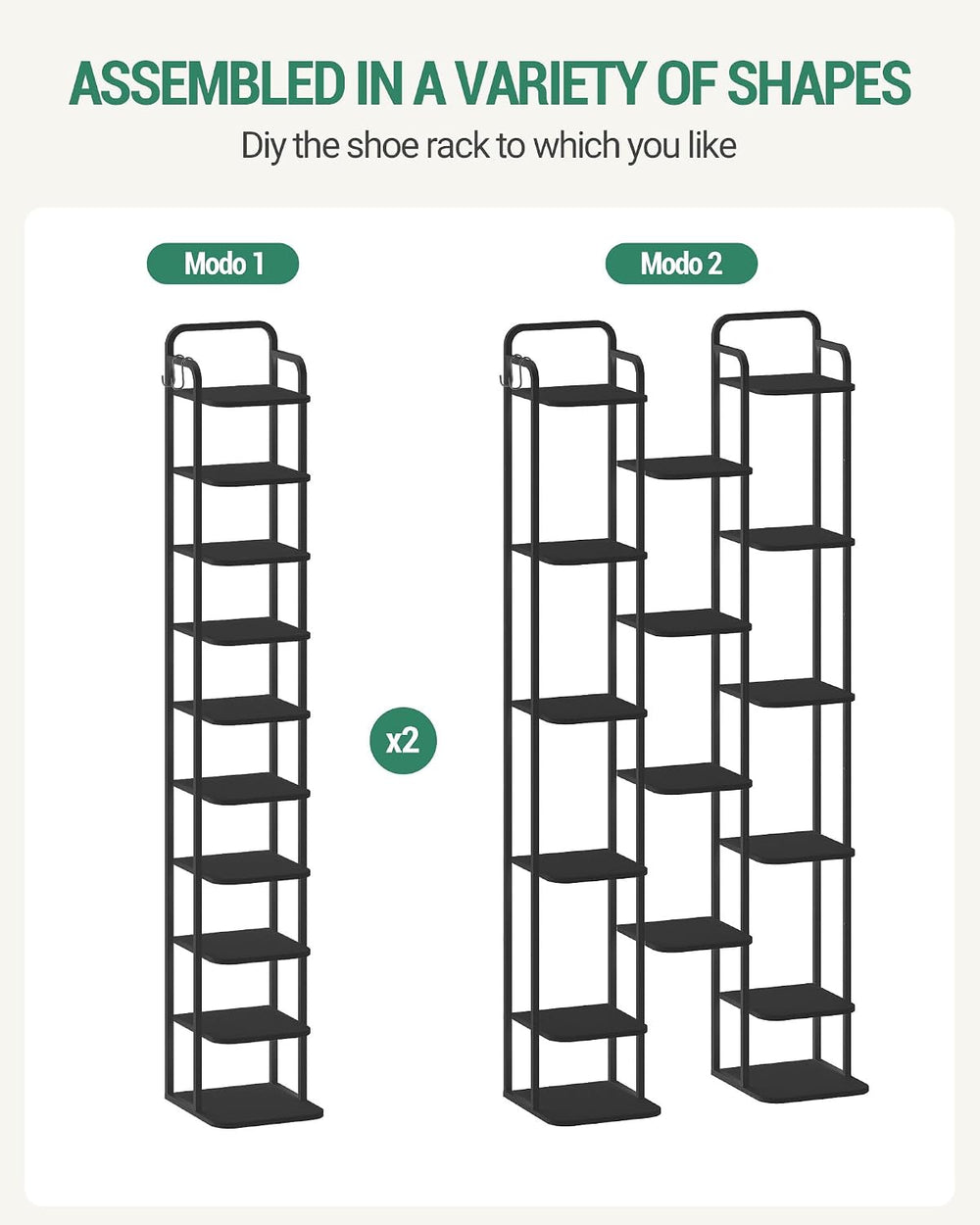 Hzuaneri Vertical Shoe Rack, Shoe Shelves, Wood Shoe Organizer for Closet, En...