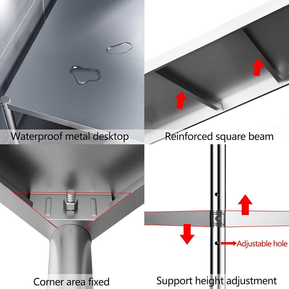 Stainless Steel Shelf, Kitchen Storage Rack, 3-Tier Shelving Units and Storag...
