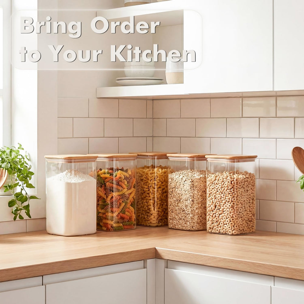 2-Pack 4.6Qt Large Glass Flour Sugar Storage Containers with Lids