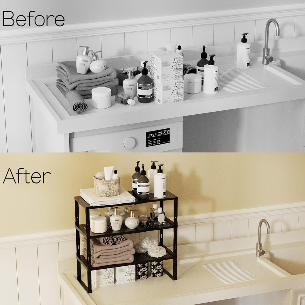 Heavy-Duty Adjustable Metal Shelf Organizer - Expandable & Stackable Pant...