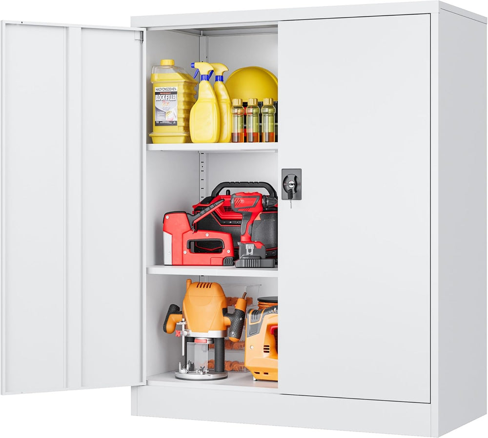 SISESOL Small Metal Cabinet with Shelves,36 inch Garage Storage Cabinet with ...
