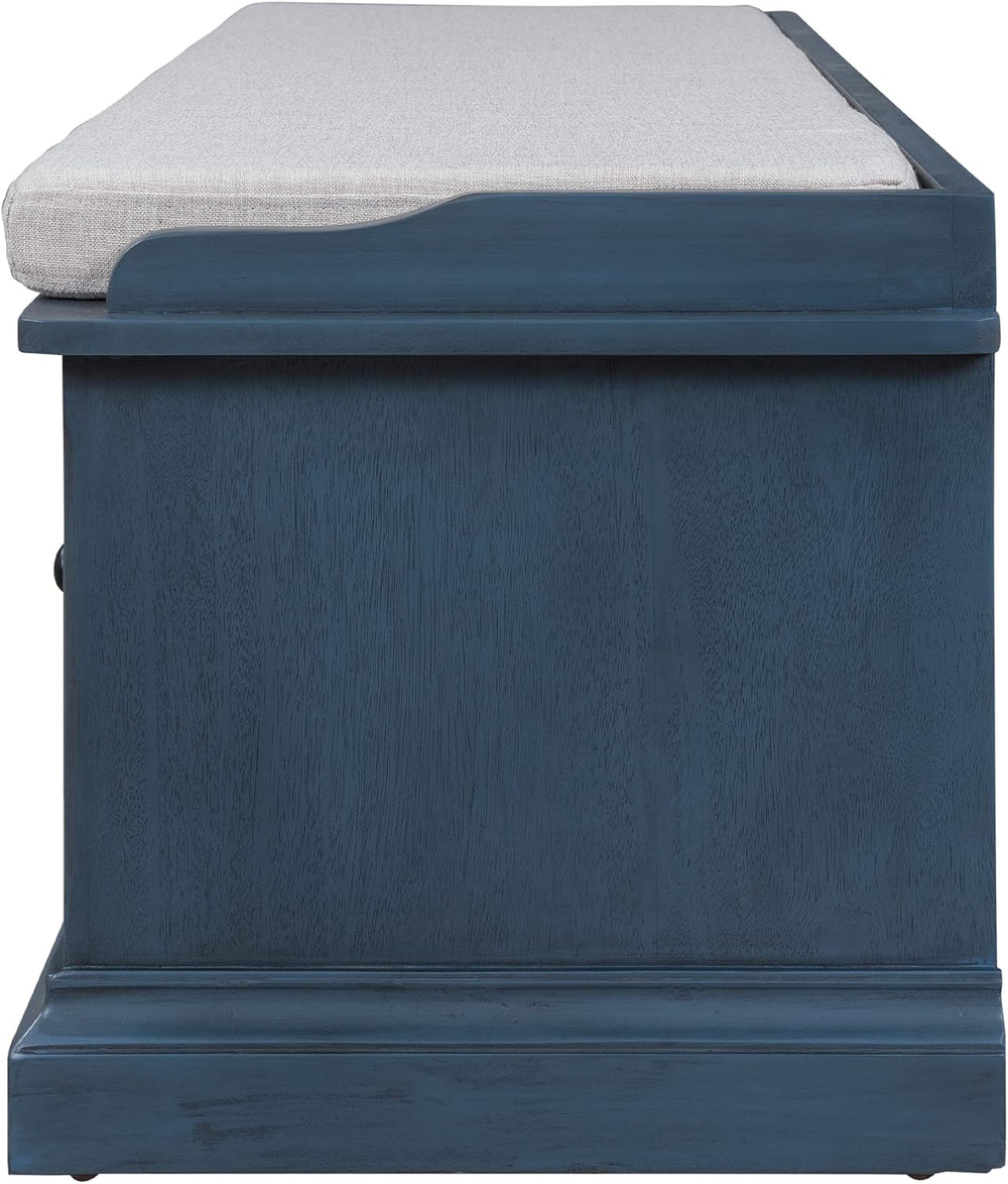 Storage Bench,Solid Wood Shoe Bench with Two Large Drawers and Removable Cush...