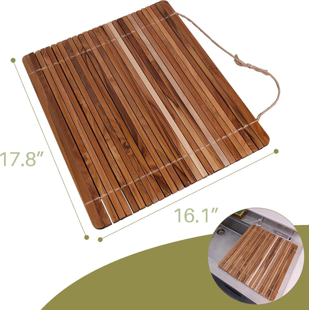 HTB Over Sink Dish Drying Rack 17.8'' x 16.1” Teak Wood