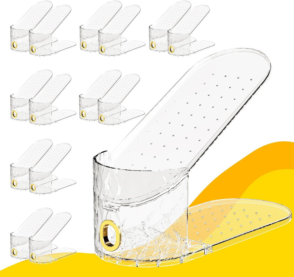 Shoe Slots Organizer, 15 Pack - Adjustable Shoe Stacker for Closet Storage, C...