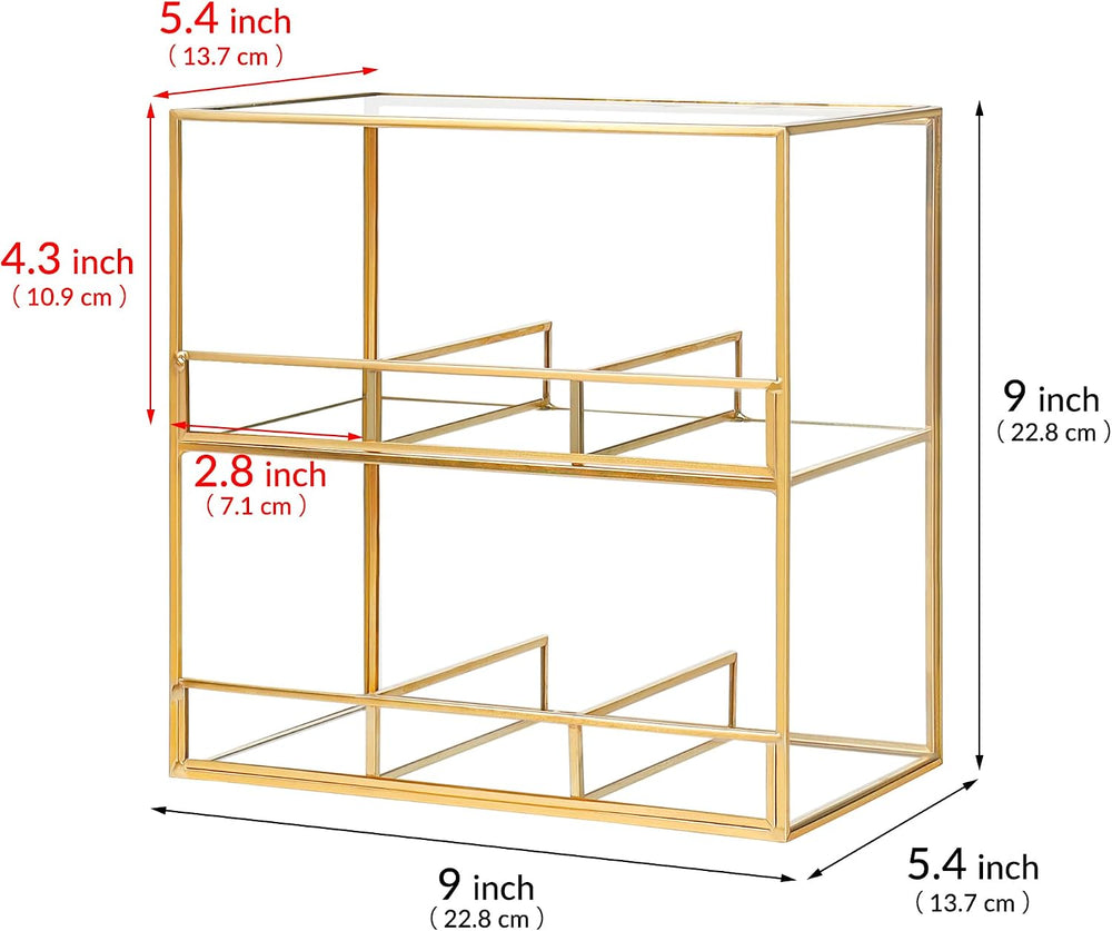 REDHUGO Glass Tea Bag Organizer for Counter, 2-Tier Teabag Organizer Storage ...