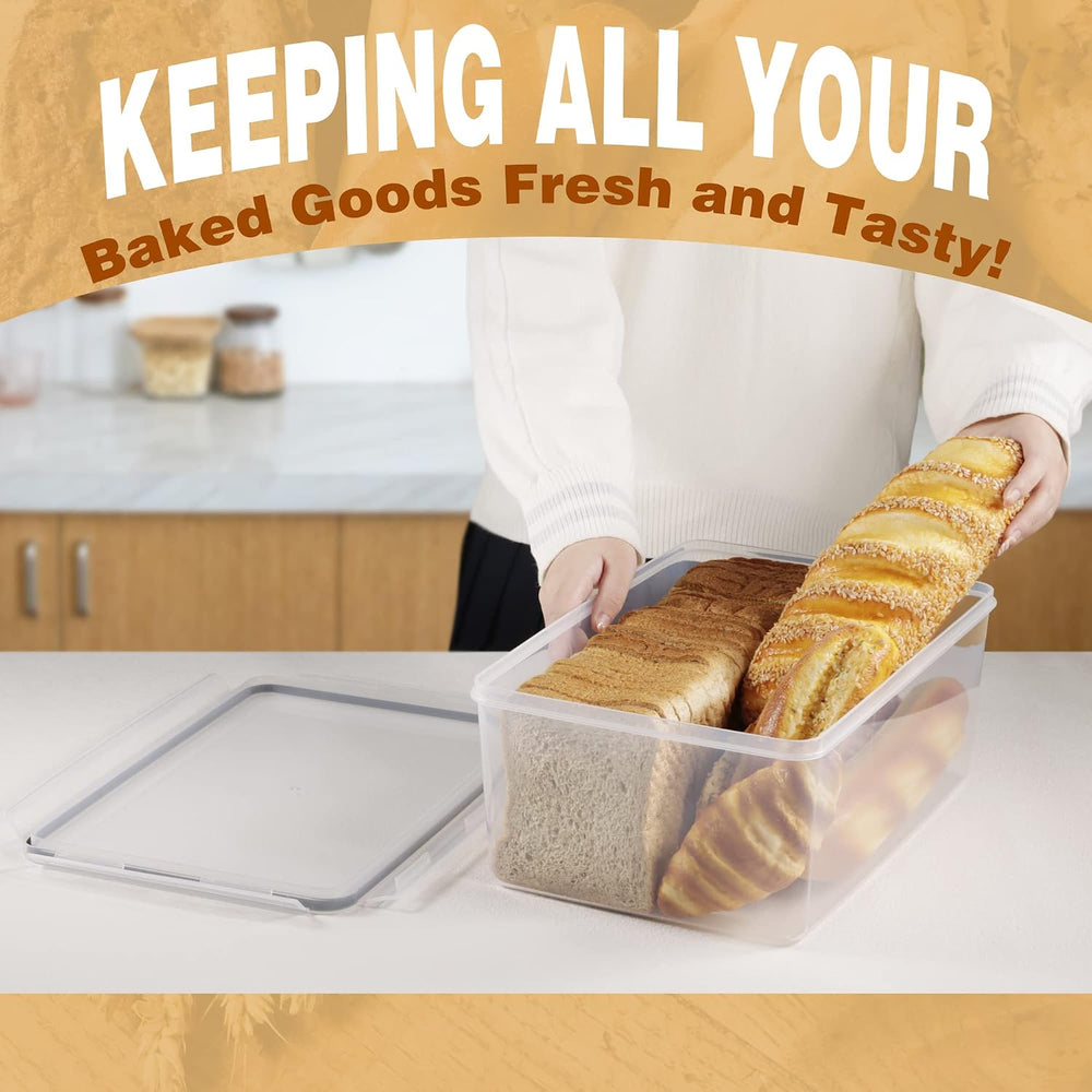 Tiawudi 2 Pack Large Bread Box for Kitchen Countertop, Airtight Bread Storage...