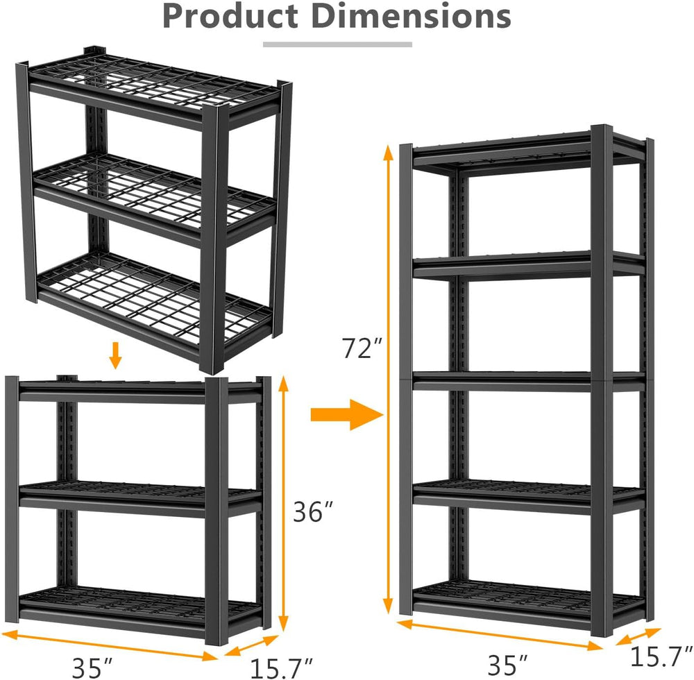 Heavy Duty Storage Shelving Unit (72" H x 35" W x 16" D)