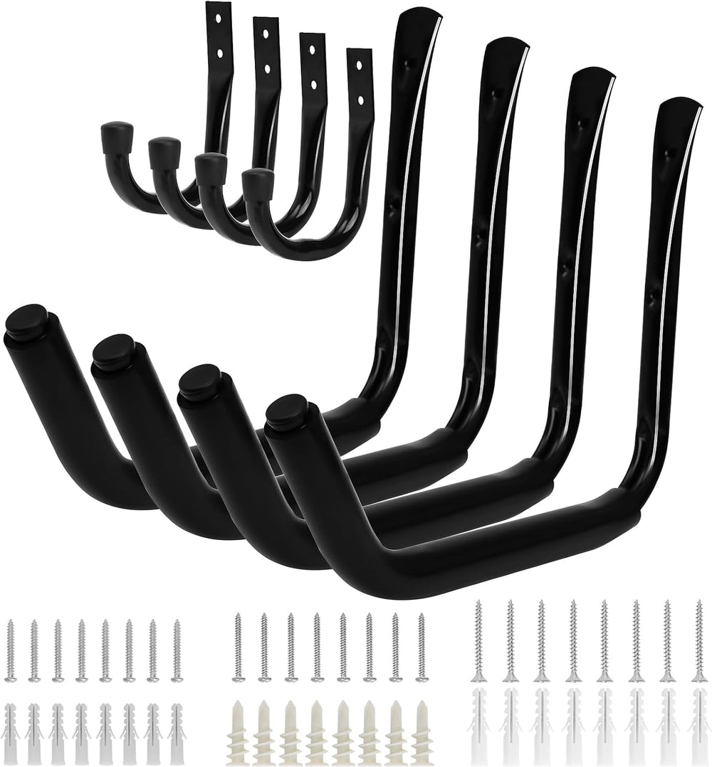 KURUI 15" Heavy Duty Garage Storage Hooks, 8 Pack Wall Mount Kayak Rack