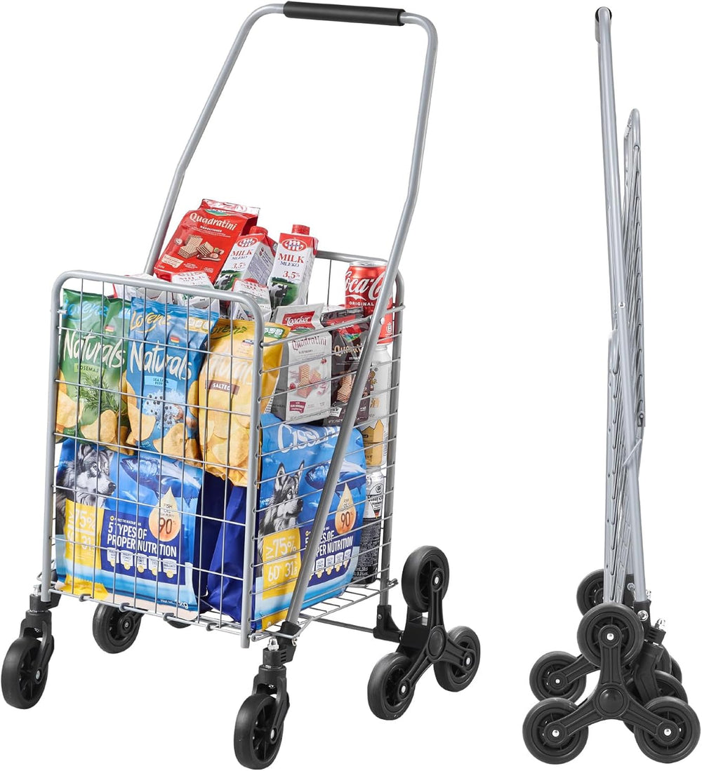 VEVOR Grocery Shopping Cart, 45L Stair Climbing Shopping Cart with 360° Rolli...