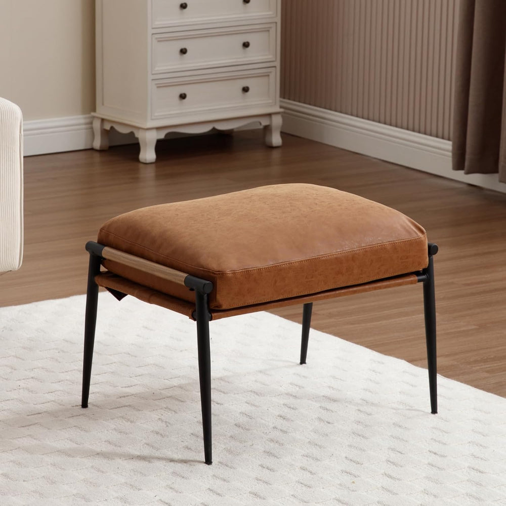 Ya-Home Mid-Century Ottoman, Soft PU Leather Entryway Bench Ottoman Foot Rest...