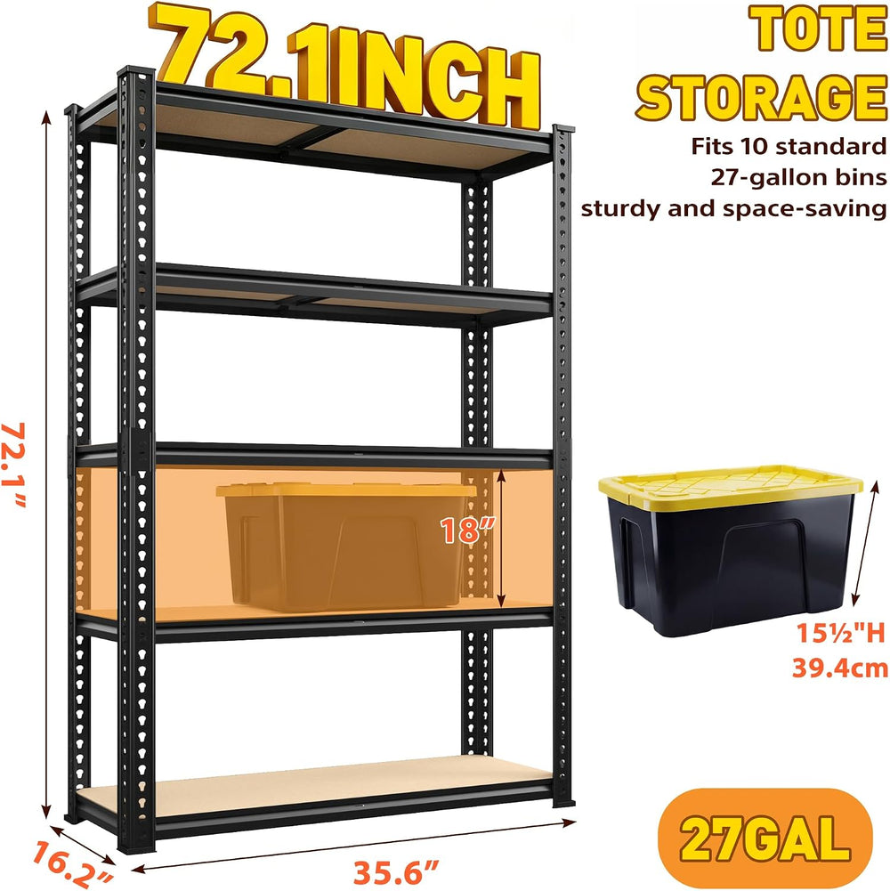 Romorgniz 72.1" H Storage Shelves 2450LBS Garage Shelving, Adjustable Sh...