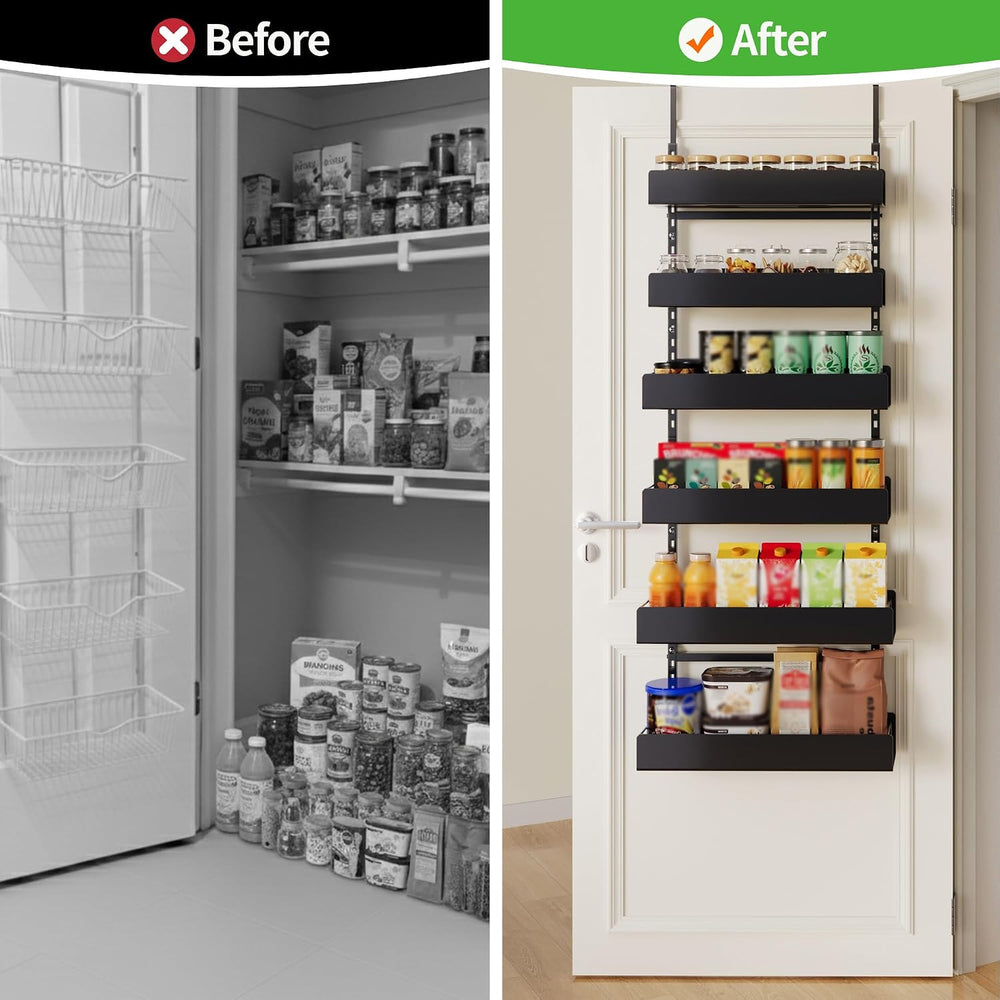 6-Tier Door Organizer, Heavy Duty Hanging Basket Spice Rack Shelves for Pantr...