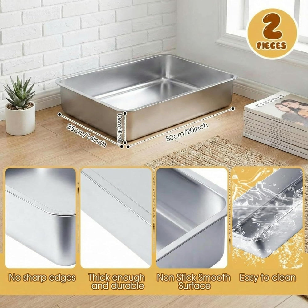 Suclain 2 Pack Stainless Steel Boot Trays for Entryway Under Sink Mat Tray Li...