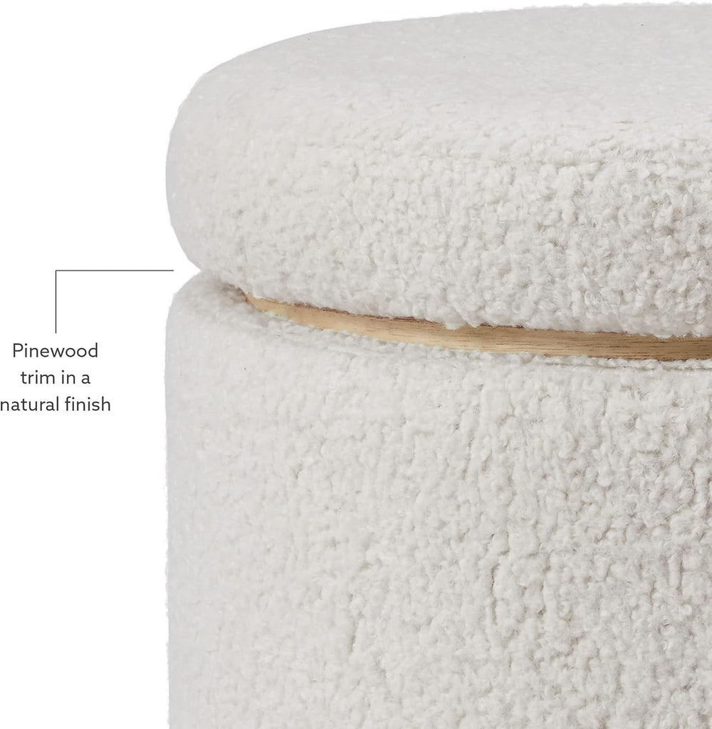 Linon Home Décor Cream Sherpa Round Storage Wooden Base by Linon Lexington Ot...
