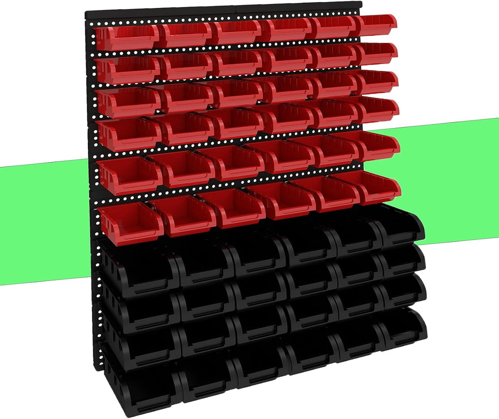 60Pcs Plastic Wall Mounted Storage Bins Parts Rack Nuts And Bolt Bins Organiz...