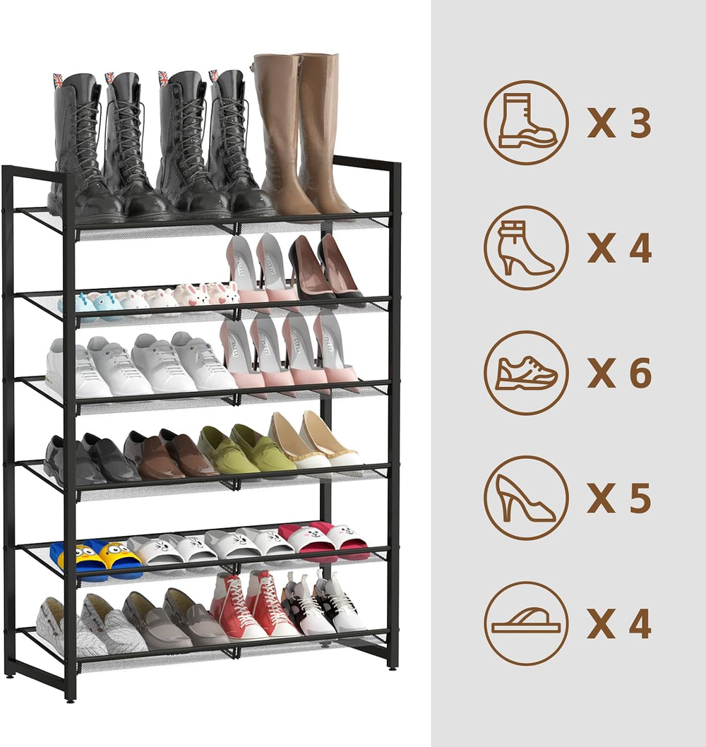 Shoe Rack, 6-Tier Metal Shoe Organizer, Tall Shoe Rack for Closet,entryway,Ga...