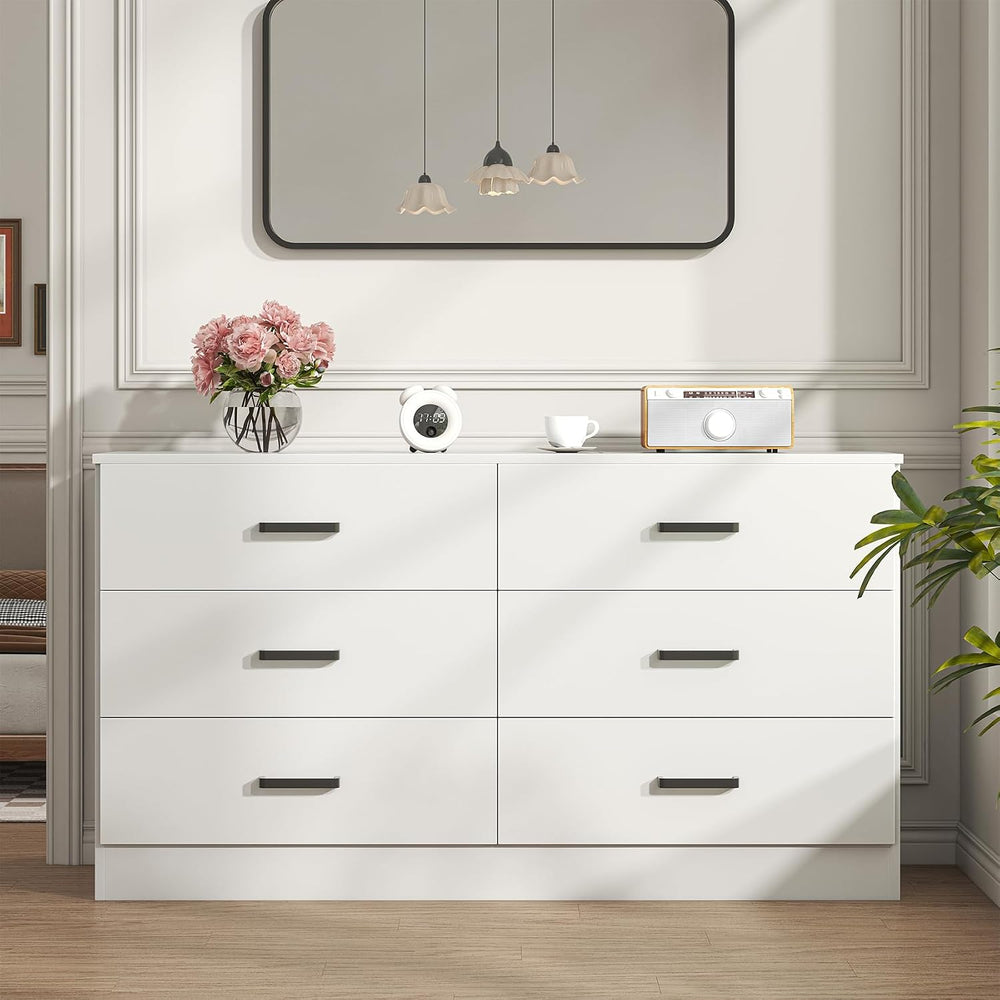 Bigbiglife Wood Dresser for Bedroom, 6 Drawer Double Dresser, Modern Chest of...