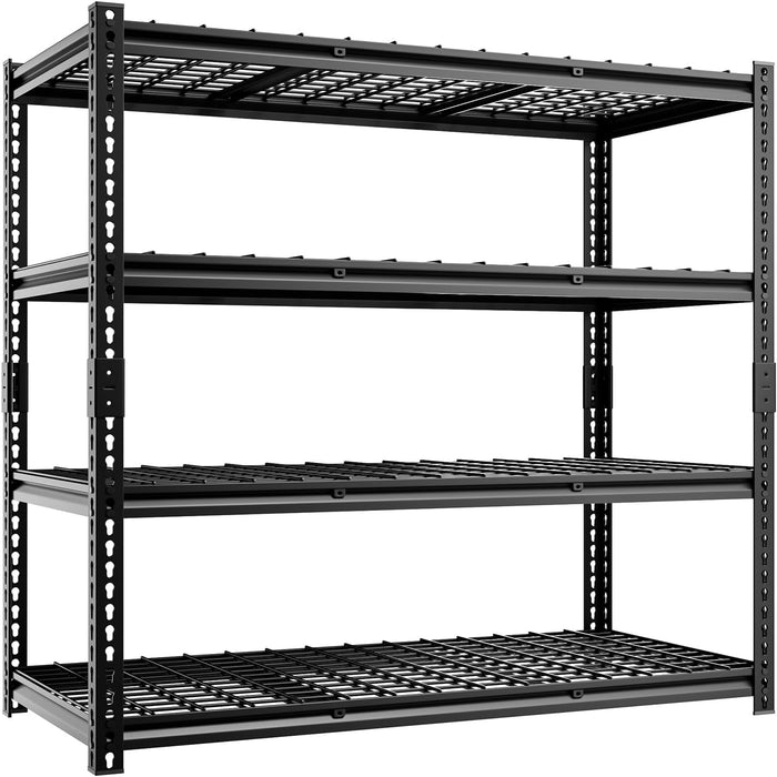 4-Tier 60" W X 24" D X 60" H Garage Shelves 2800LBS Heavy Duty Shelving Adjustable Basement Storage Garage Shelf Metal Storage Rack Shelving Units Industrial Shelving(Black)
