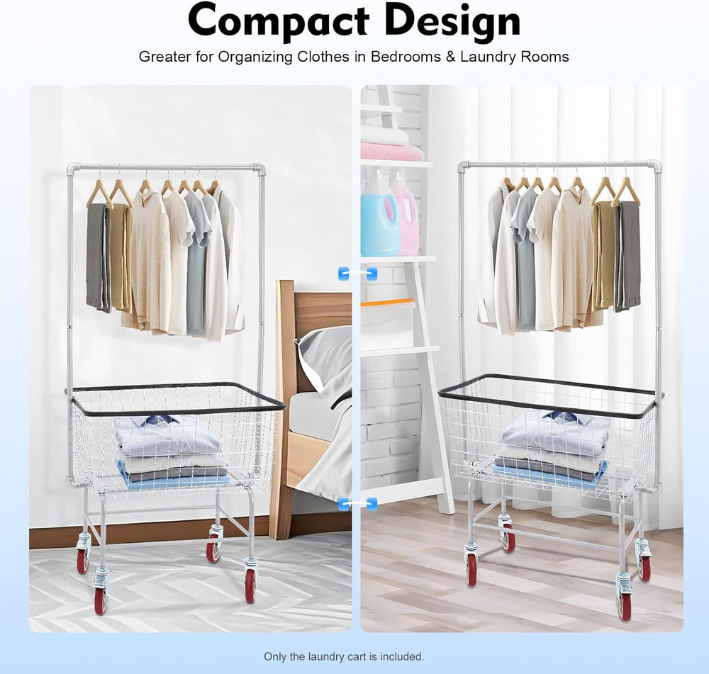 Commercial Laundry Rolling Cart with Wheels, Hamper Basket Organizer